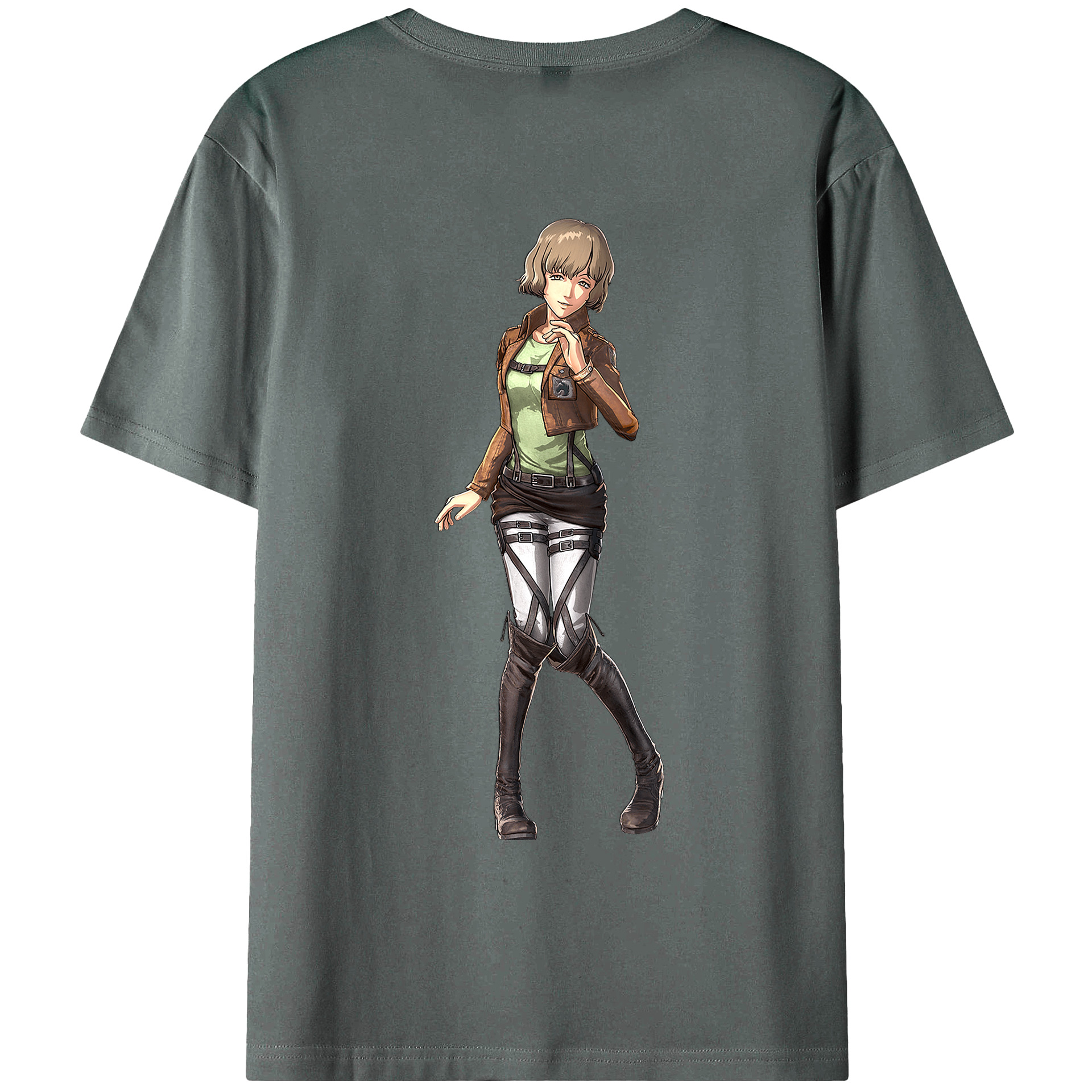 （画像用） 進撃の巨人 ヒツチ Attack on Titan Hitch 綿100％ メンズ半袖Tシャツ（バックプリント） 通気性